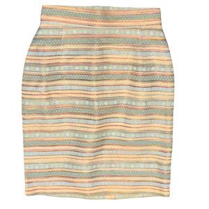 Vintage Womens Pencil Skirt size 6 Blue Woven Zip Closure Back Slit Made…